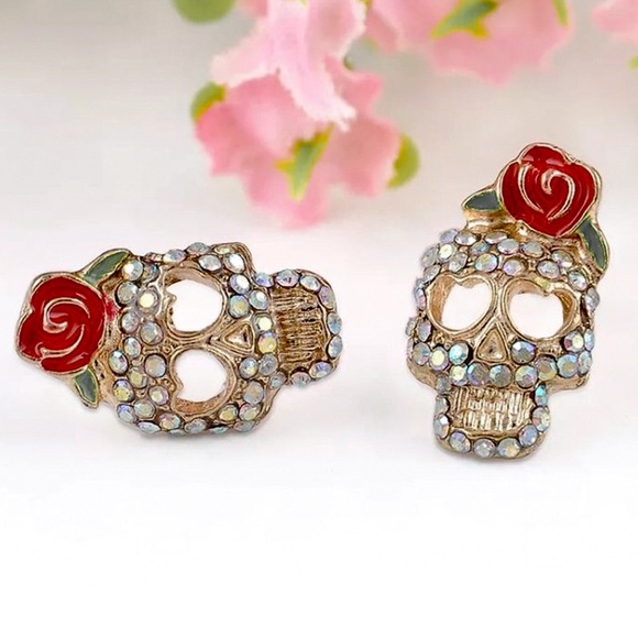 2/$20! Sugar Skull/Day of the Dead Stud Earrings - Picture 2 of 8